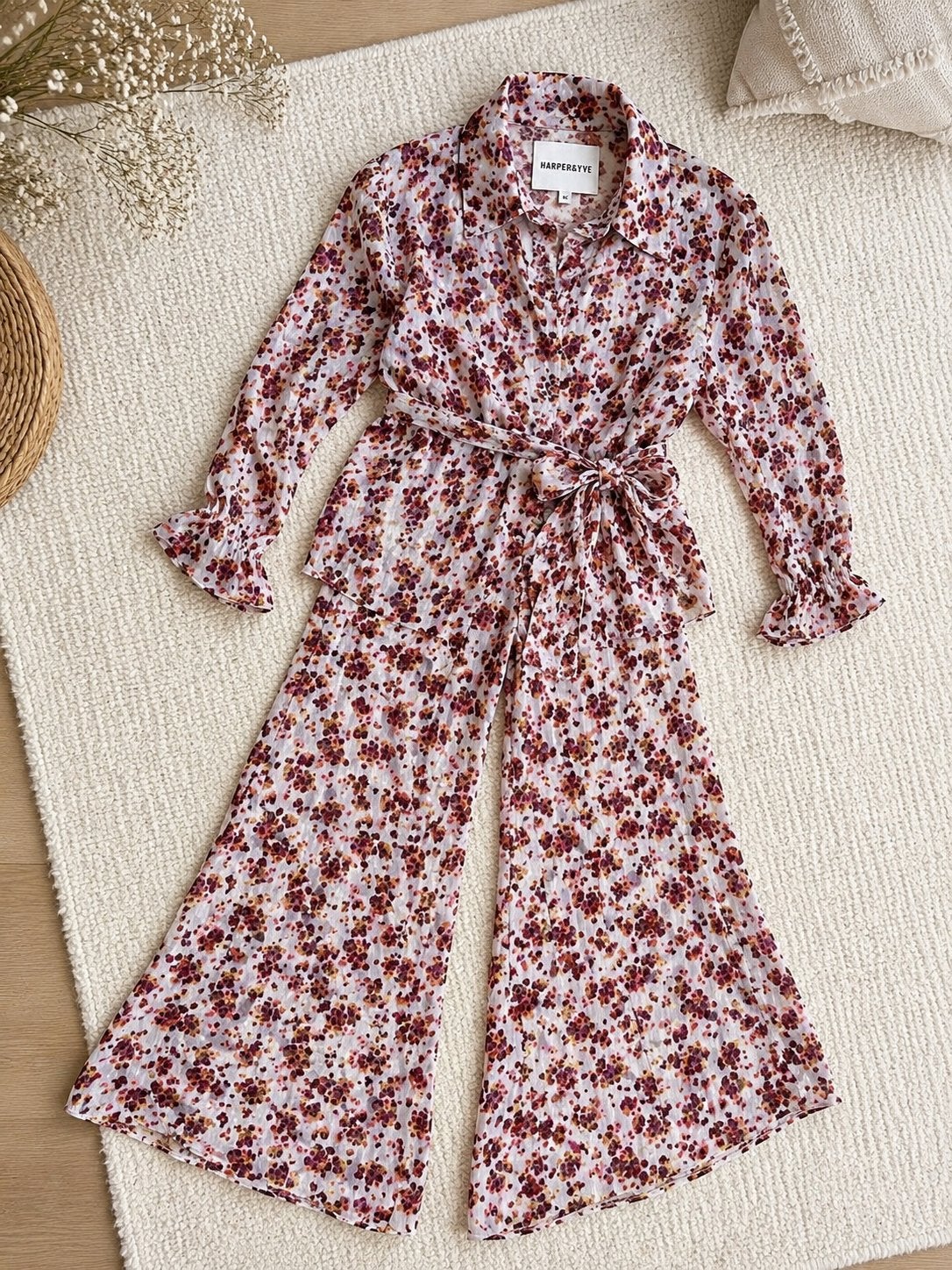 Bloemenprint broek en blouse set, Ophalen of Verzenden, Gedragen, Maat 38/40 (M), Meerkleurig