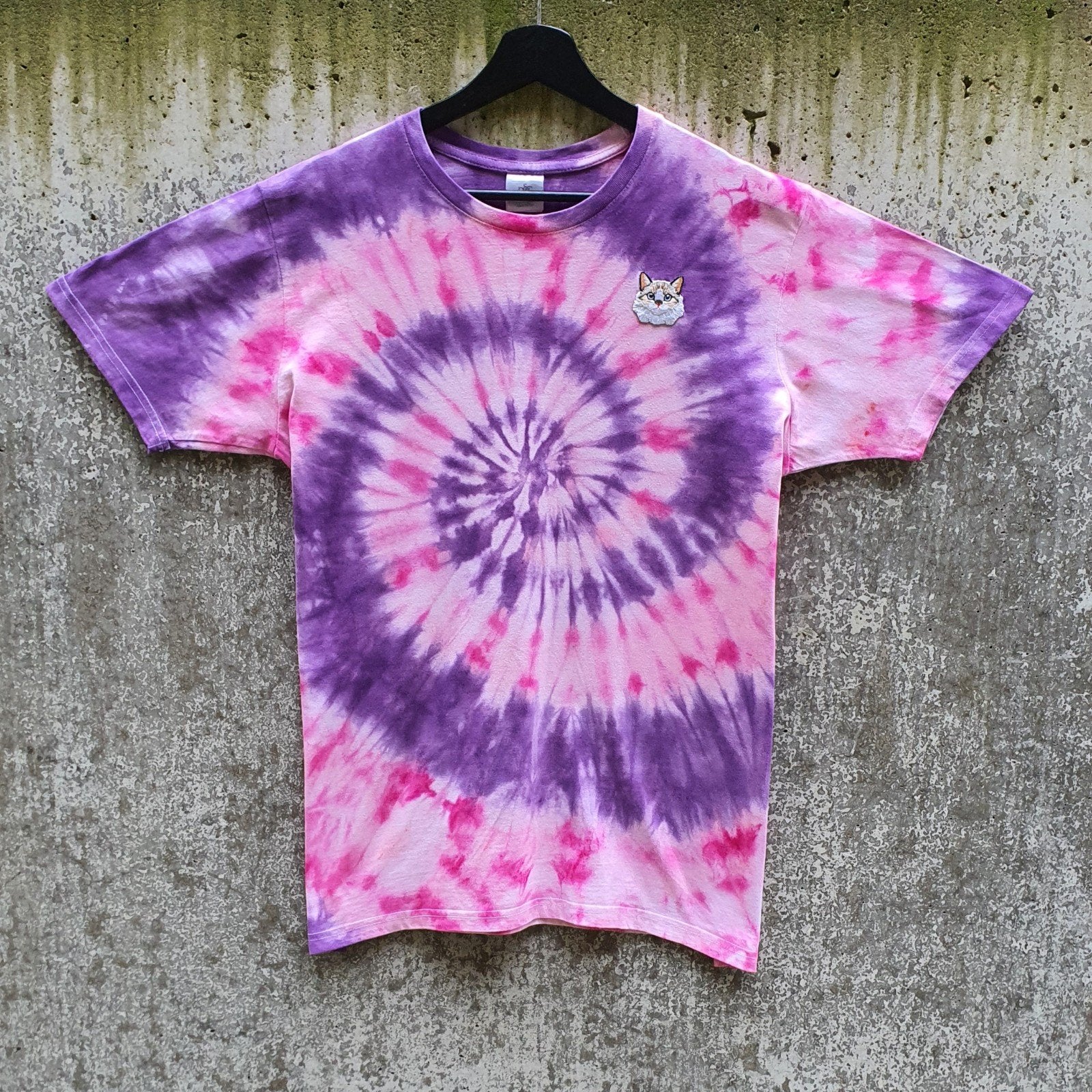 Roze - paars spiral tie dye met ragdoll kat tshirt maat L, Maat 52/54 (L), Spiral Creaties, Nieuw, Ophalen of Verzenden