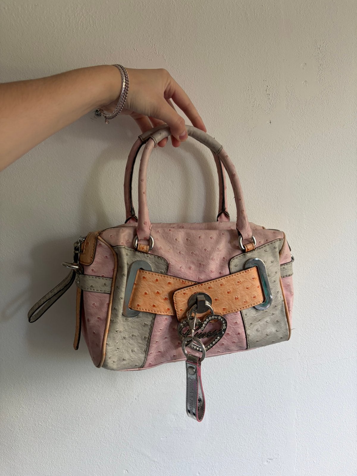 Vintage Y2K Guess tas, Ophalen of Verzenden, Zo goed als nieuw, Roze, Handtas