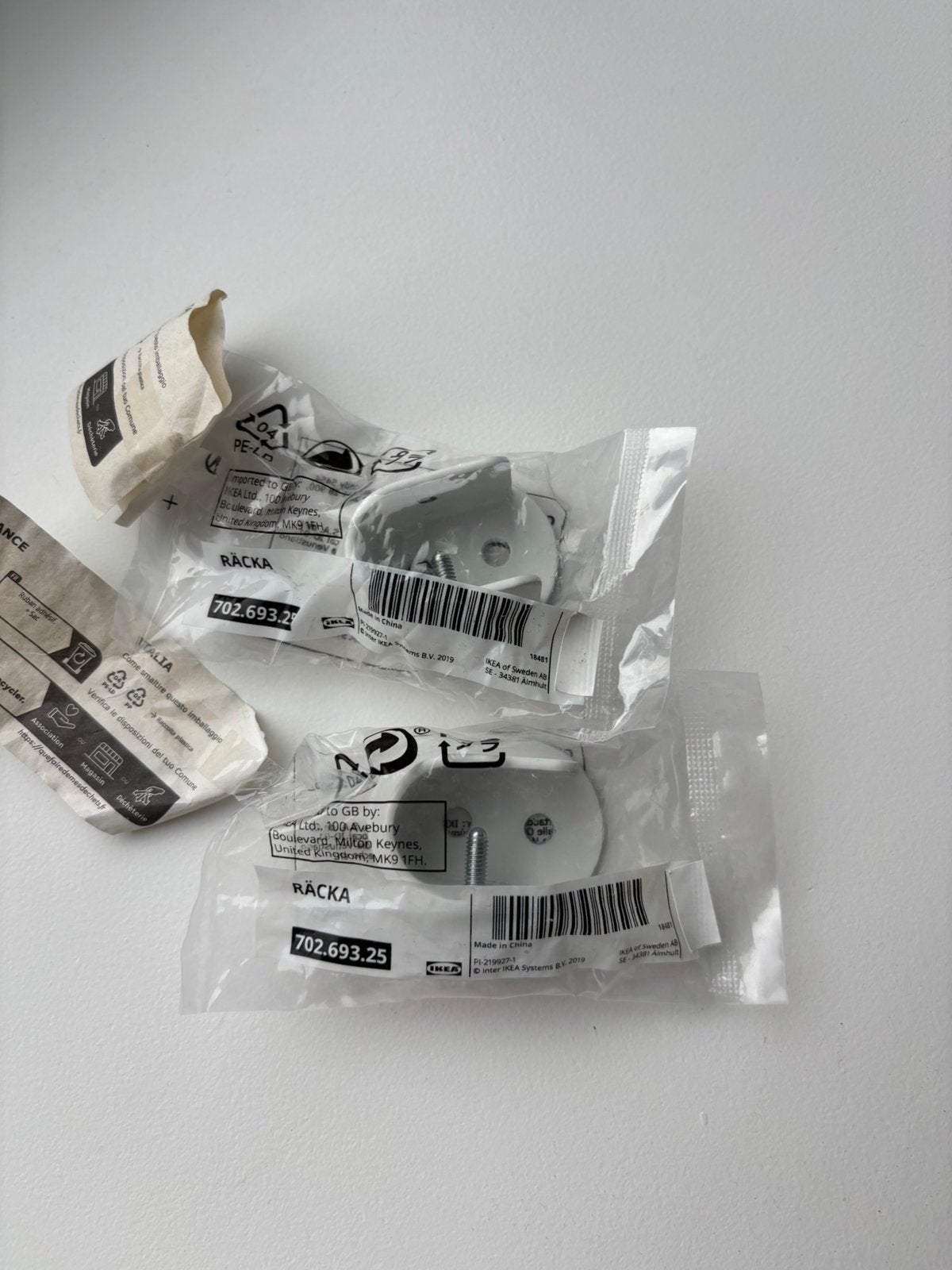 RACKA ikea wall fitting for curtain rod - 2 pieces, Ophalen, Nieuw, Wit
