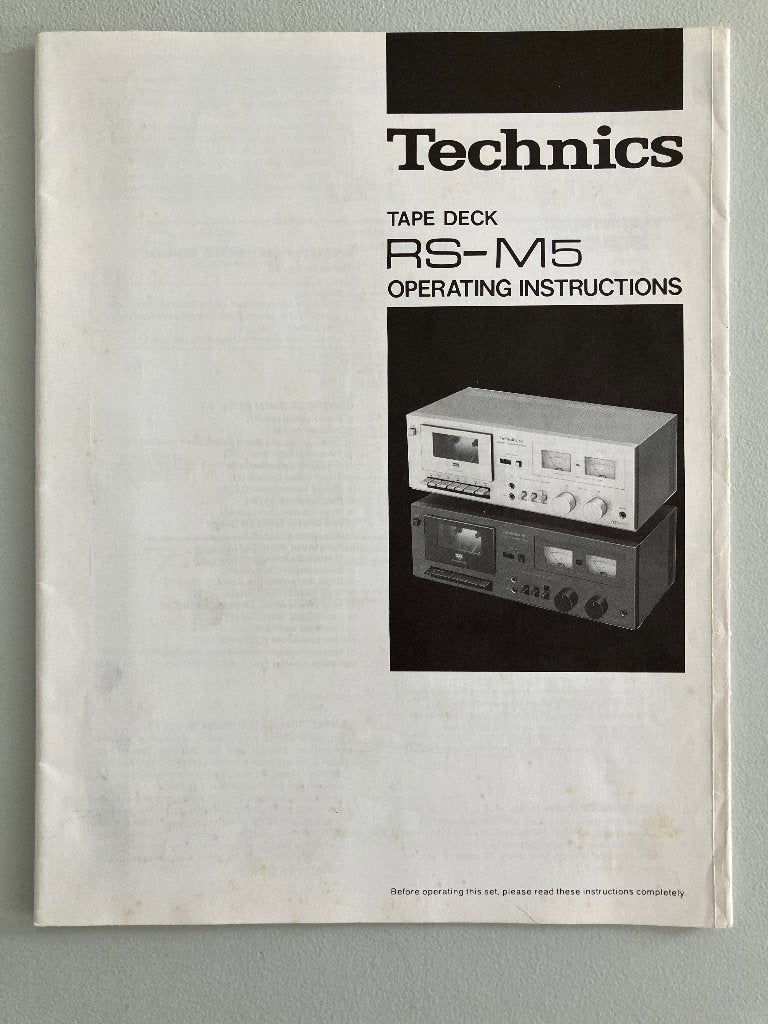 Technics Tape Deck RS-M5 Operating Instructions, Verzenden, Overige merken