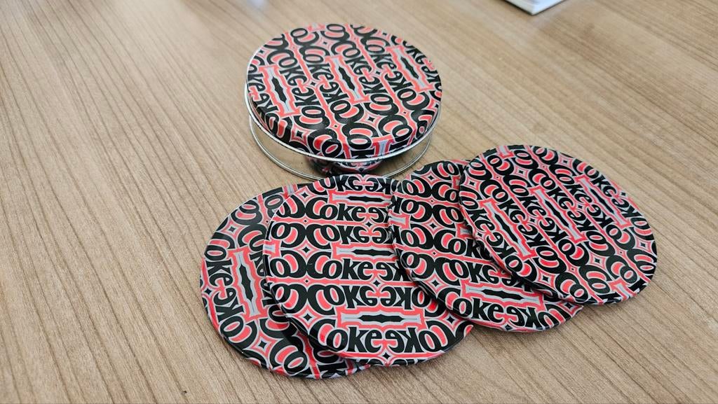 Coca-Cola Onderzetters in Blik - Vintage Set, Ophalen of Verzenden, Gebruikt, Gebruiksvoorwerp