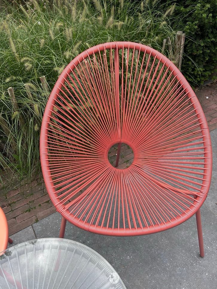 Tuinset: 2 Acapulco stoelen en 2 bijzettafel (kan ook los), Ophalen, Gebruikt, Kunststof