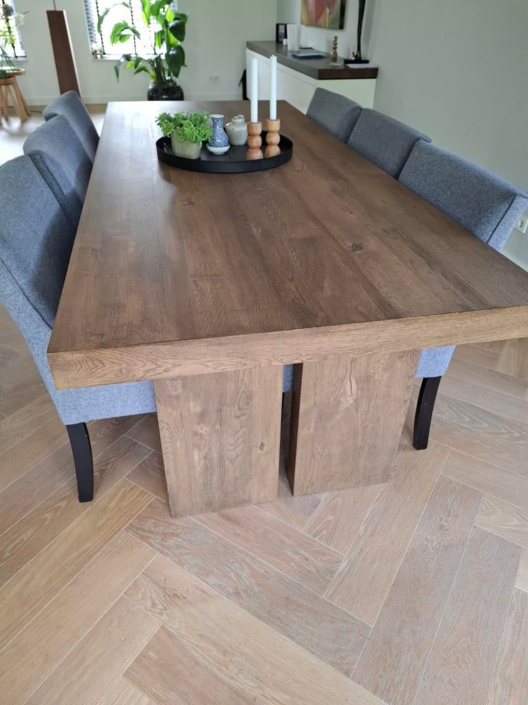 Eiken eettafel 240 cm, Ophalen, Rechthoekig, 200 cm of meer, 100 tot 150 cm