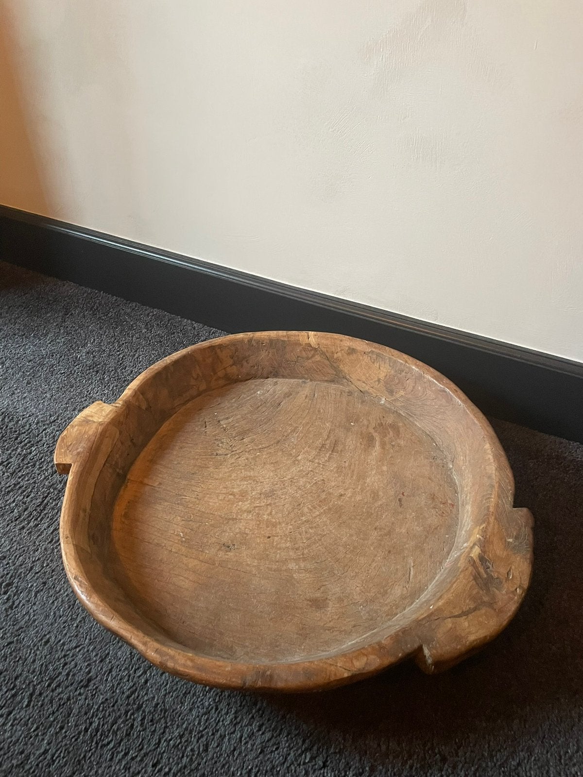 Houten bak/schaal, aura peeperkorn., Ophalen, Met handvatten, Schaal, Rond