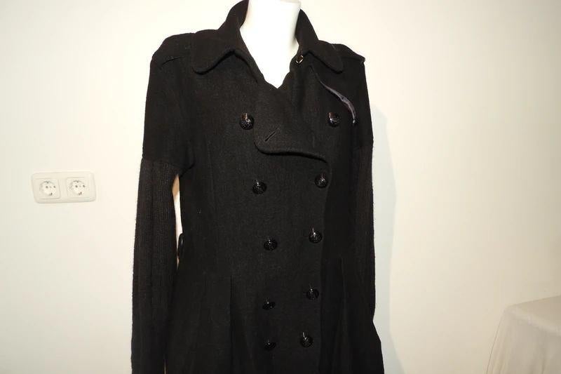 Thomas Burberry wollen jas sier knopen onder uitlopend L, Verzenden, Zwart, Maat 42/44 (L), Burberry