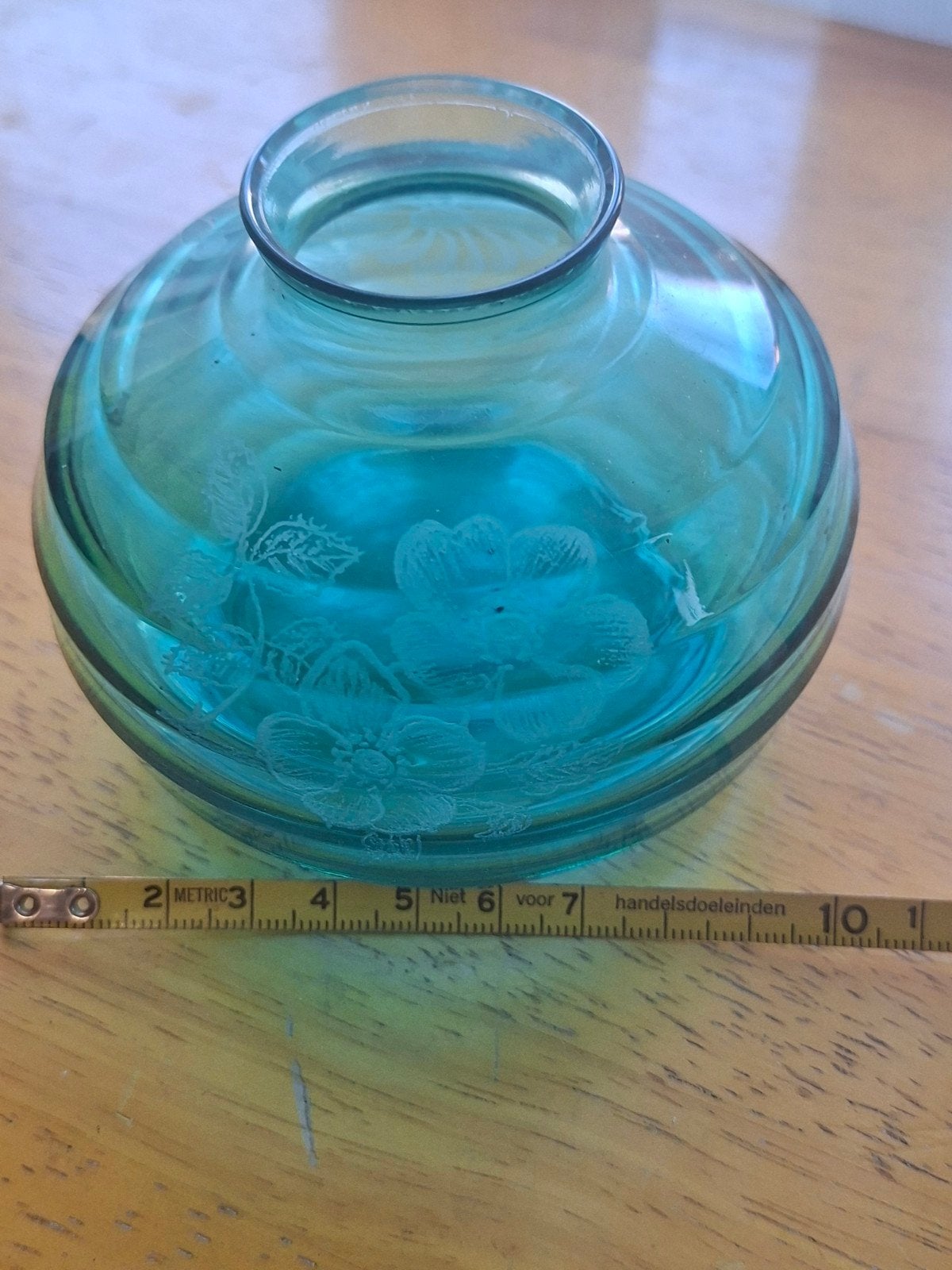 Zware vintage bolvaas aqua blauw | Jaren 60/70 (46 tekens), Antiek en Kunst, Ophalen of Verzenden