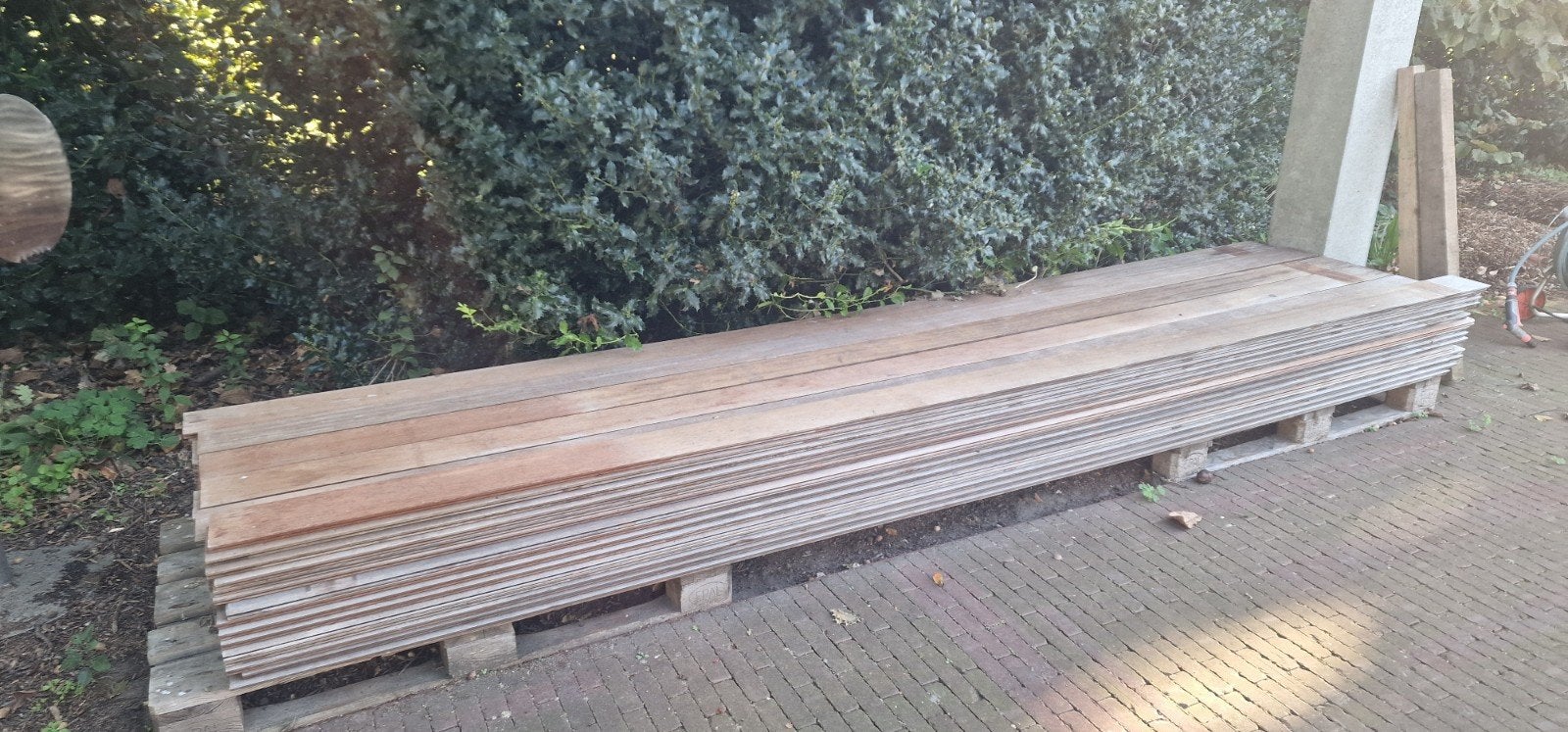Afzelia terrasplanken 20x140mm, ca. 40m², B-fix geschikt, Ophalen, Gebruikt, Hout