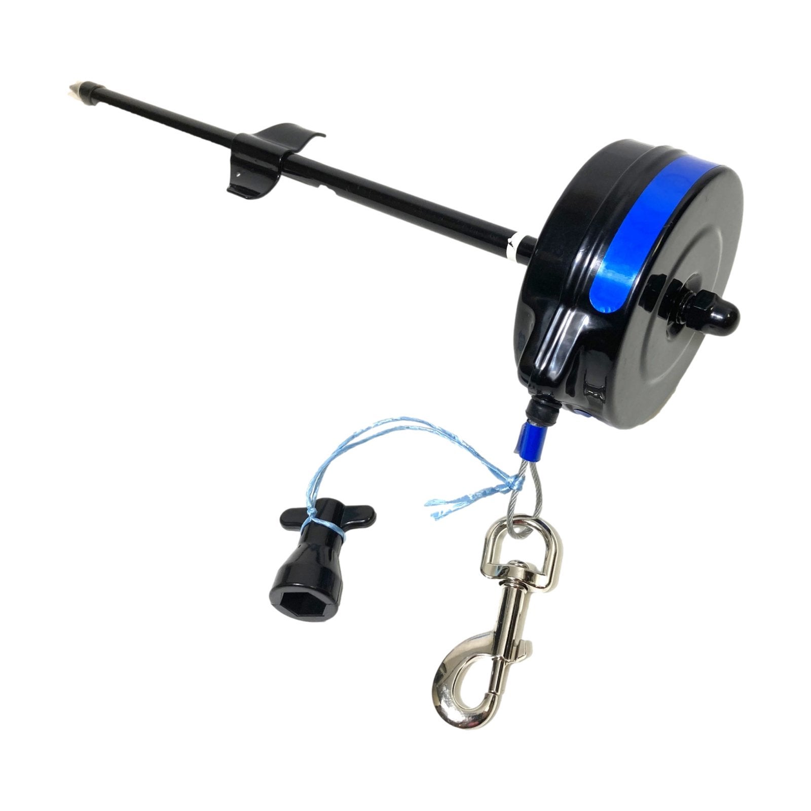 Grondpin – blauw – met oprollijn voor honden 16-35 kg., Dieren en Toebehoren, Nieuw, Ophalen of Verzenden, Nvt, Nvt