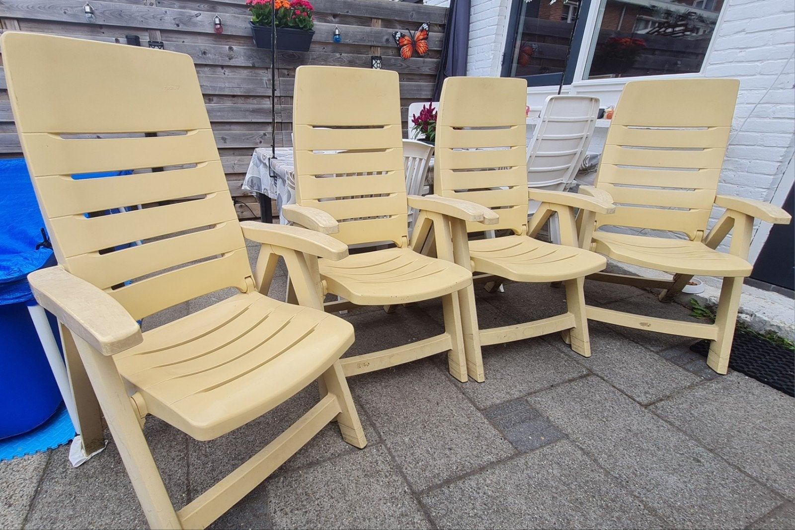 4 Hartman Royal Prestige verstelbare tuinstoelen €60, Ophalen, Gebruikt, Kunststof, Verstelbaar