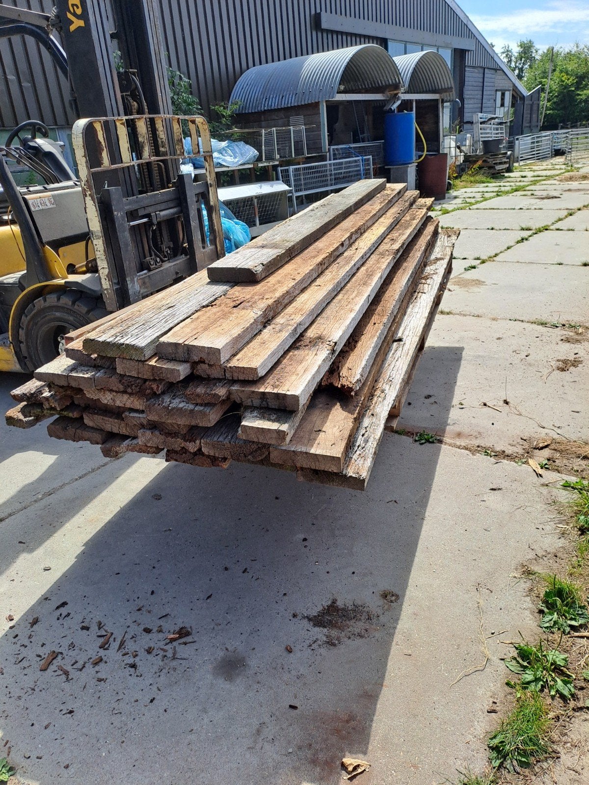Azobe vloerdelen voor kachelhout - 300x19x4,5cm, Ophalen, Gebruikt, 25 tot 50 mm, Plank