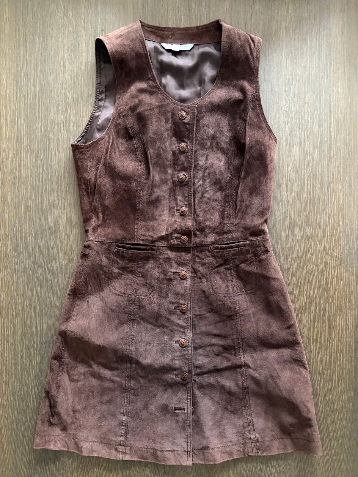 Vintage suede jurk bruin maat 36, Kleding | Dames, Bruin, Ophalen of Verzenden, Zo goed als nieuw, Maat 36 (S)