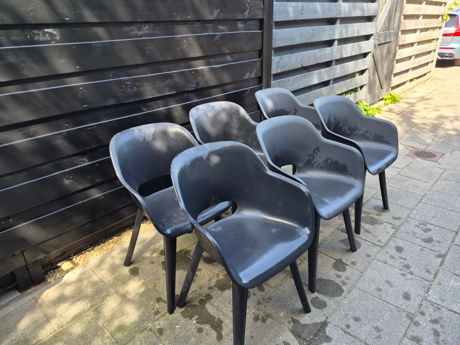 Allibert Akola tuinstoelen antraciet (6 stuks), Tuin en Terras, Tuinstoelen, Ophalen, Gebruikt, Kunststof, Stapelbaar