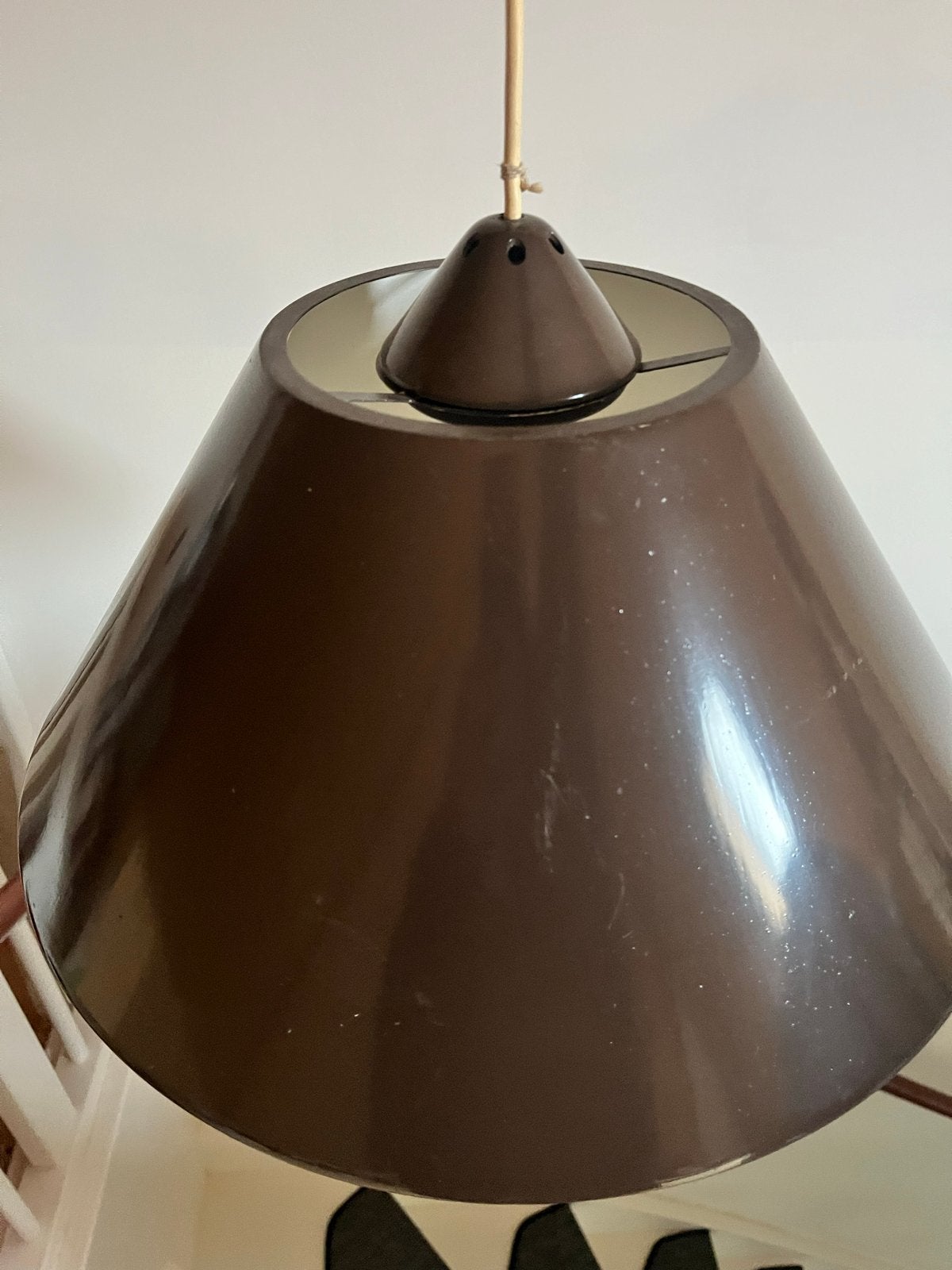 Grote bruine vintage hanglamp, Ophalen of Verzenden, Gebruikt, Metaal