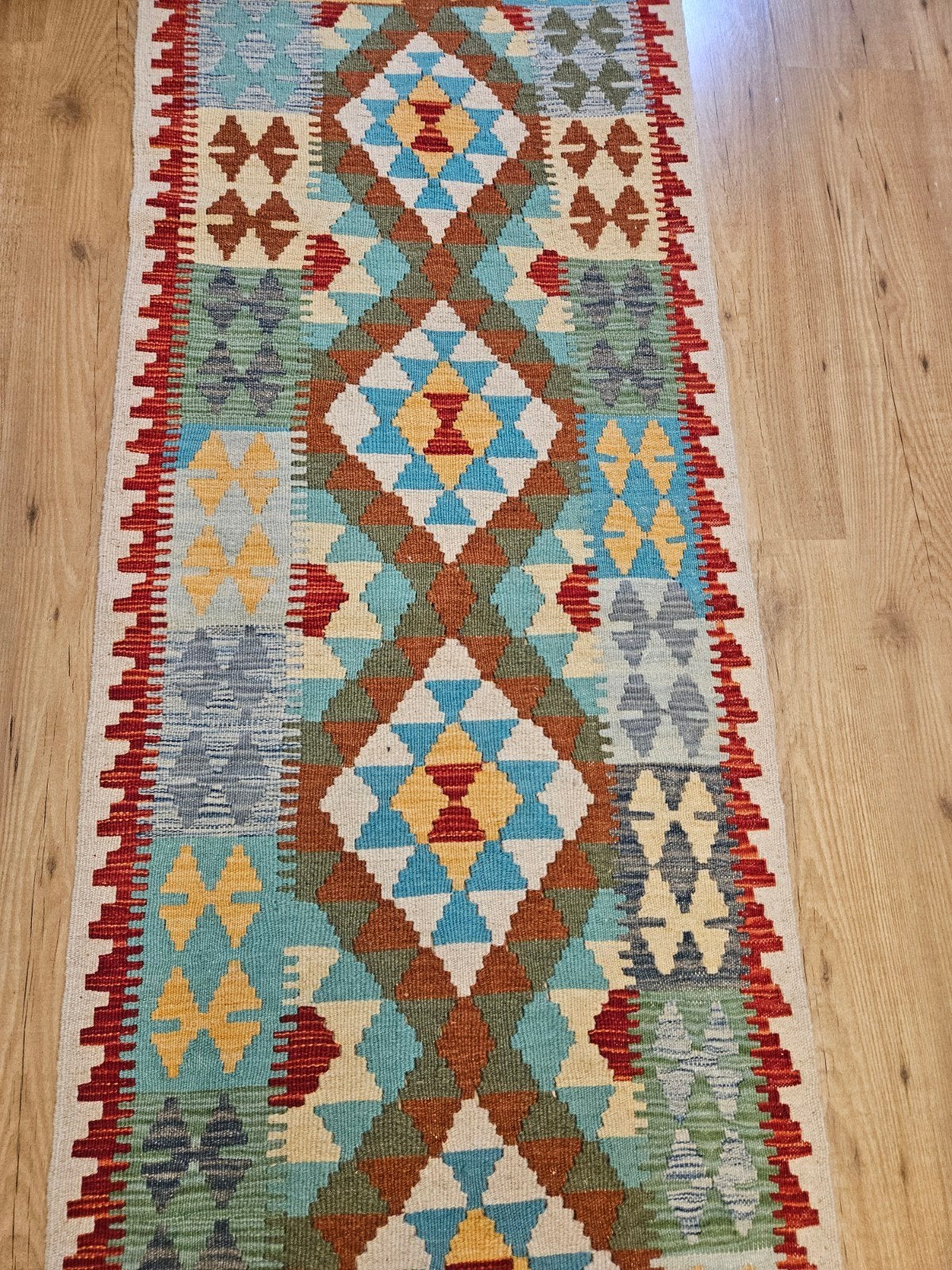 Handgeweven oosterse wollen kelim loper 205x77, Info@SlatsAntiek.nl, Crème, Vof Slats Antiek, Kelim