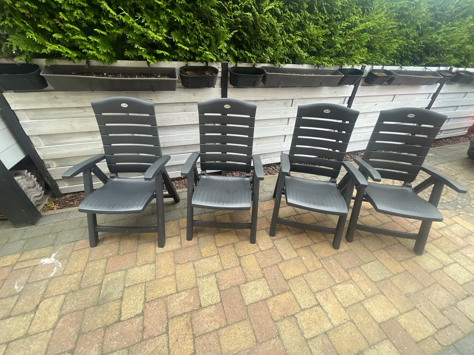 4 Hartman tuinstoelen met kussens, gebruikt goede staat, Ophalen, Gebruikt, Kunststof