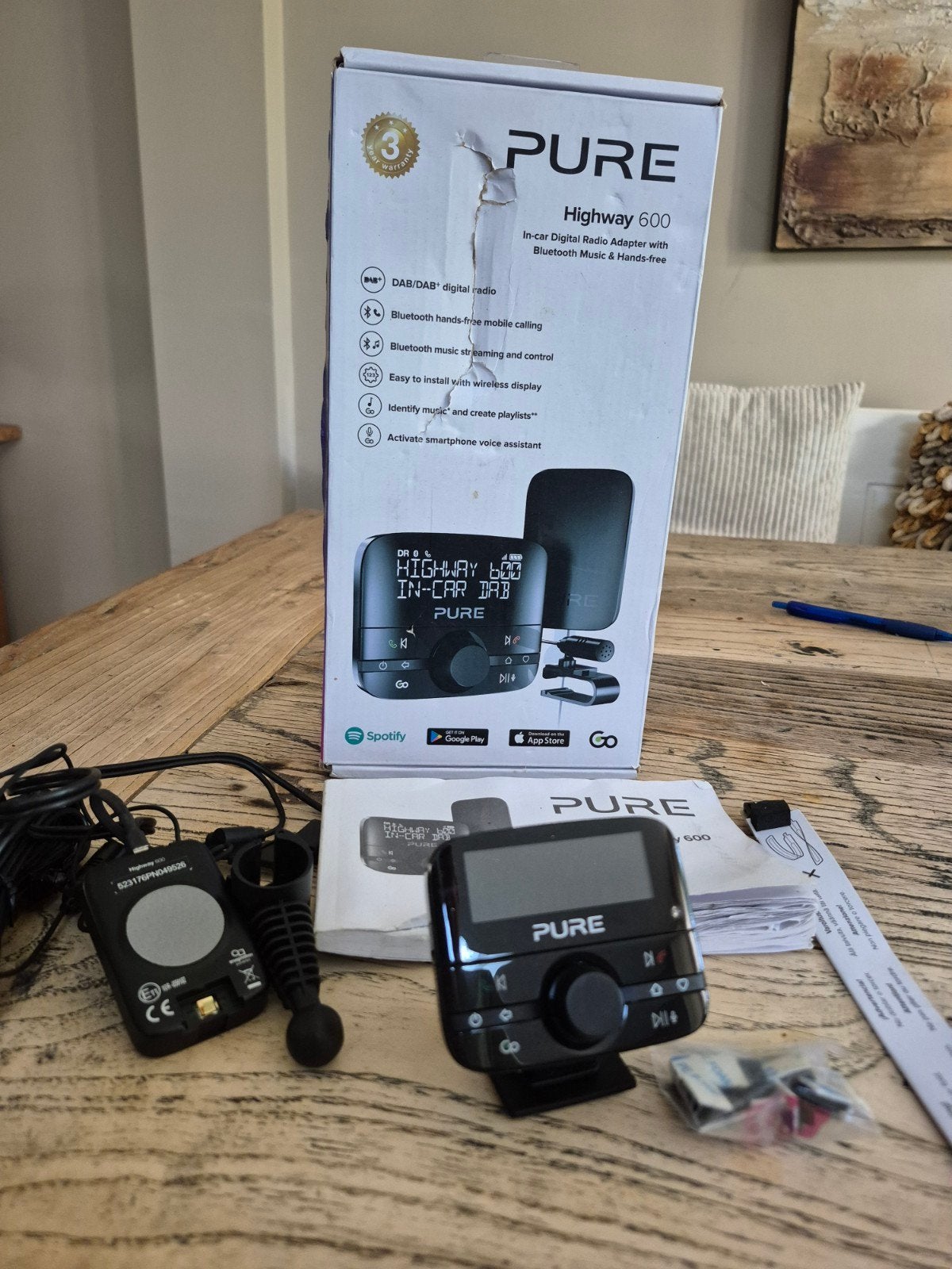 Pure Highway 600 In-Car DAB+ Radio Adapter met Bluetooth, Ophalen of Verzenden, Zo goed als nieuw