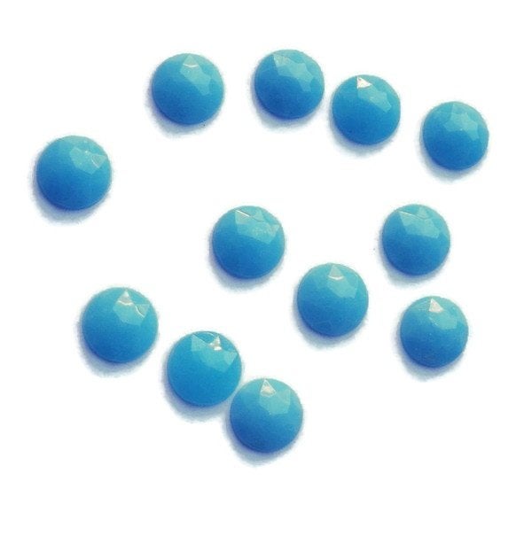 Turquoise facet plaksteen (cabochon) van 8 mm rond (12 st.), Verzenden, Nieuw, Overige typen
