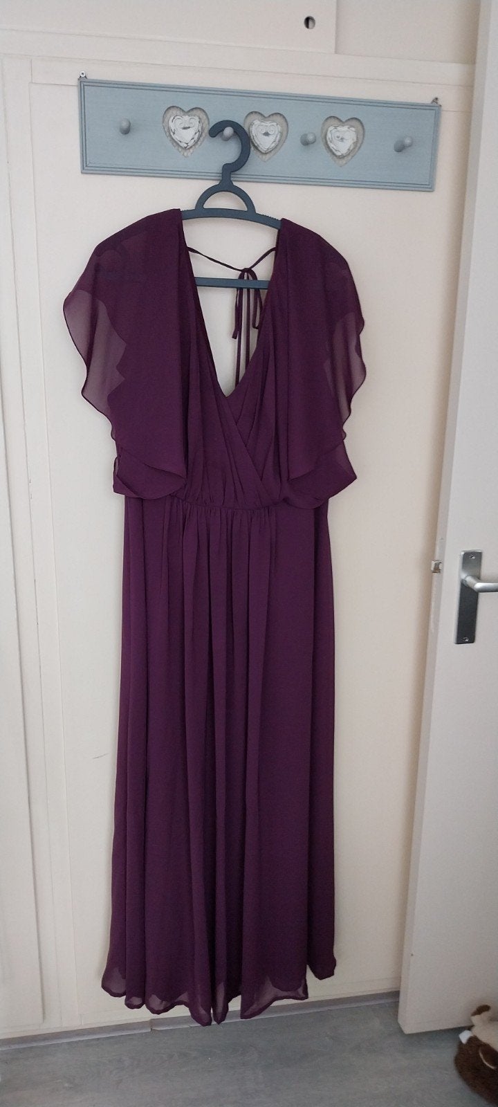 Aubergine kleurige avondjurk., Galajurk, Paars, Maat 46/48 (XL) of groter, Ophalen of Verzenden