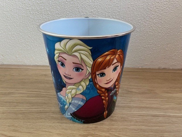 Prullenbak Frozen Elsa en Anna ZGAN, Ophalen, Overige figuren, Zo goed als nieuw, Overige typen