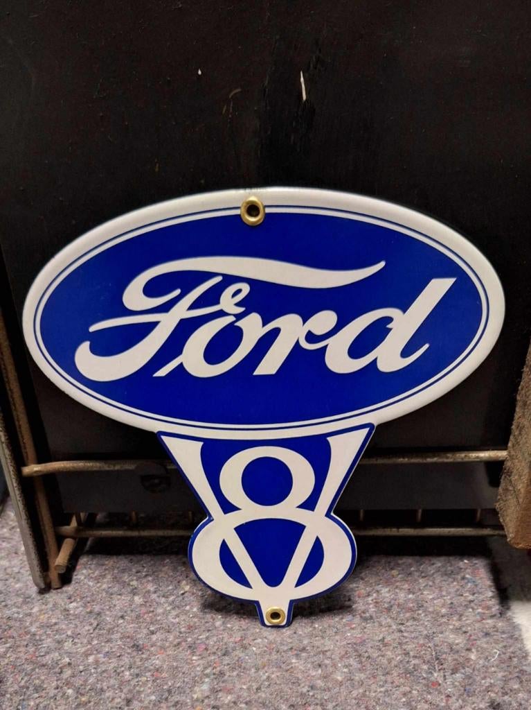 Emaille reclamebord, bordje Ford V8., Verzamelen, Merken en Reclamevoorwerpen, Reclamebord, ., Nieuw, Ophalen of Verzenden