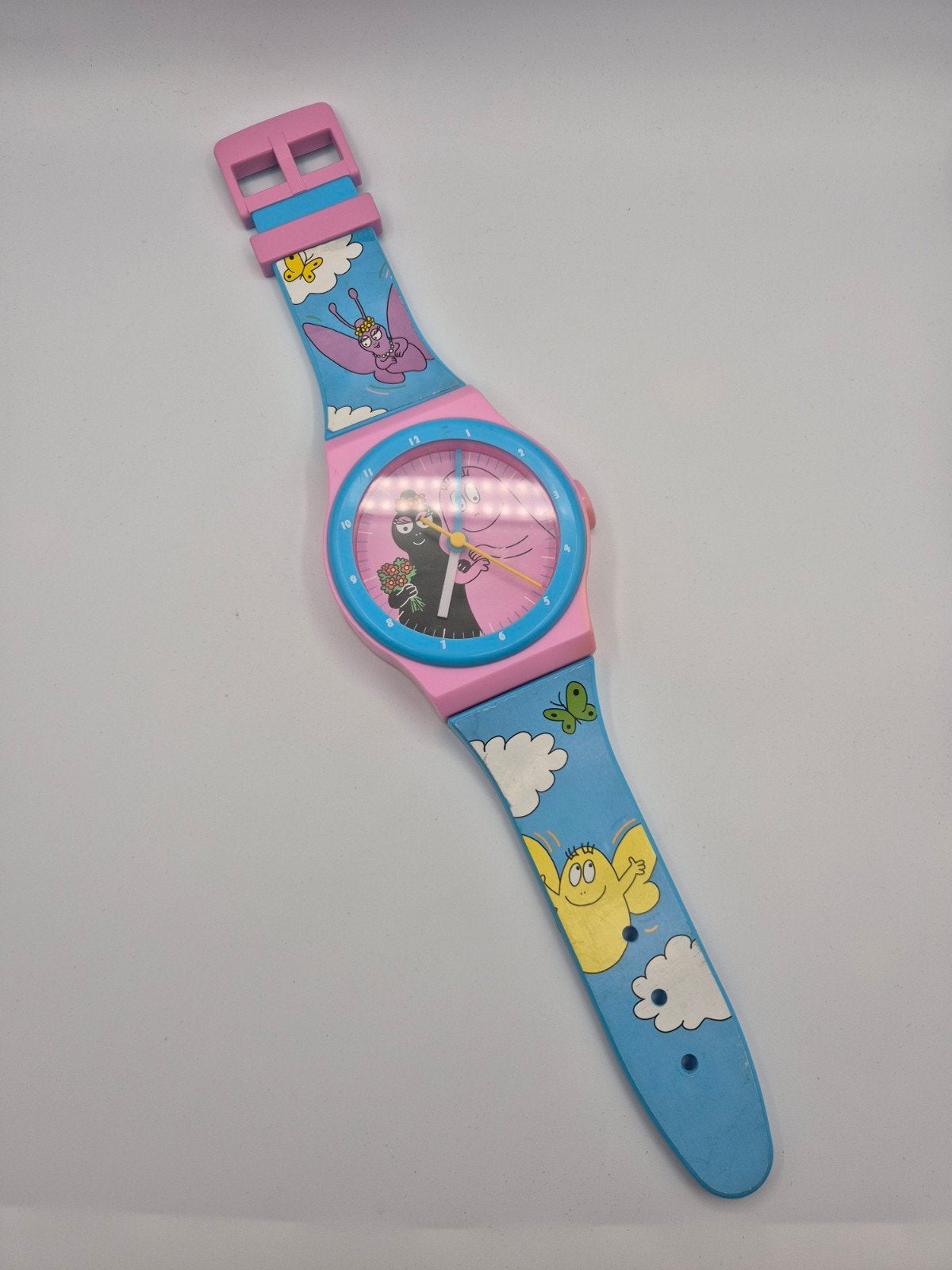 Barbapapa Wandklok - Roze & Blauw, Gebruikt, Jongen of Meisje, Onbekend, Ophalen of Verzenden