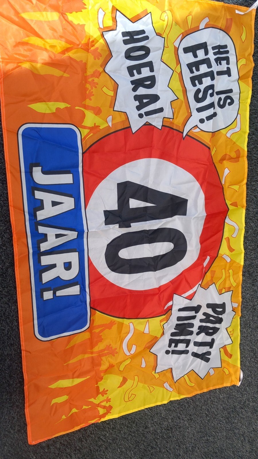spandoek 40 jaar, Diversen, Vlaggen en Wimpels, Ophalen, Zo goed als nieuw