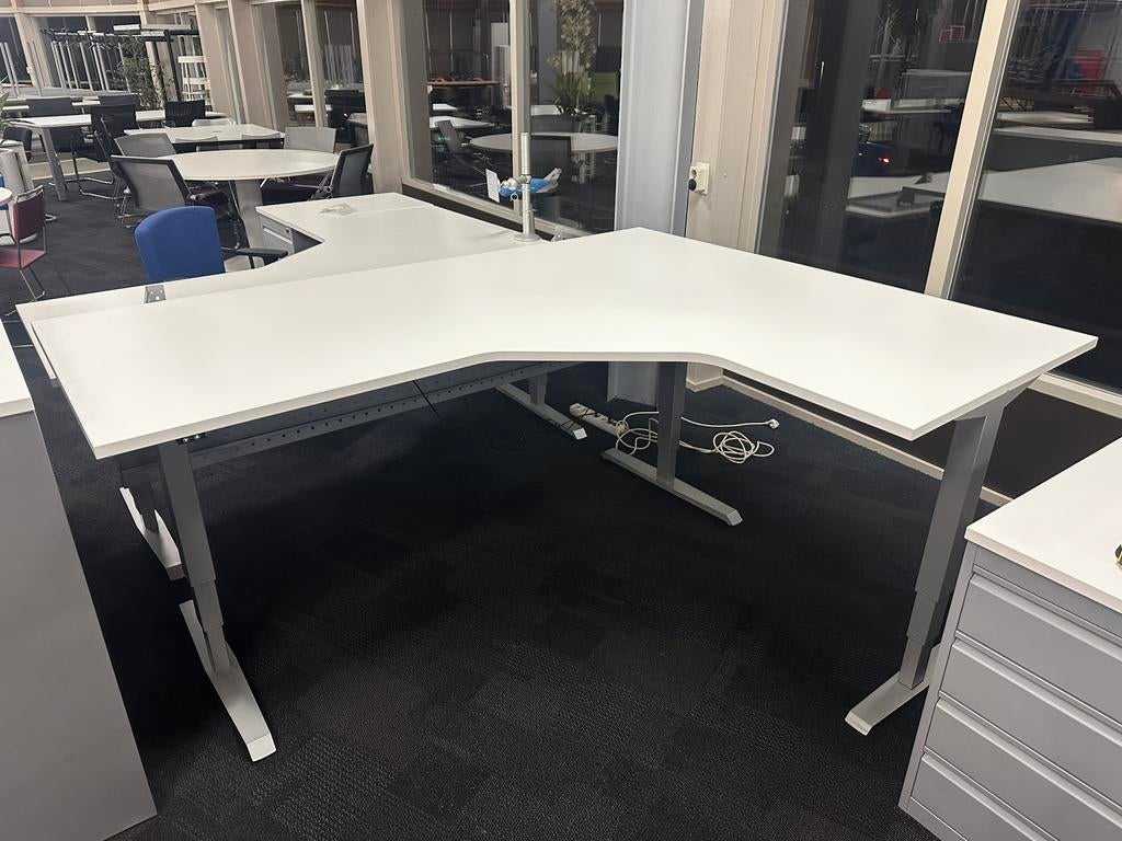 Elektrisch zit sta hoek bureau l netjes l wit l alu, Ophalen of Verzenden, Elektrisch, Zo goed als nieuw