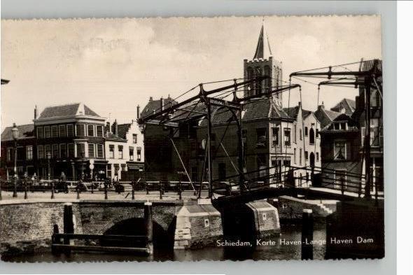 Schiedam Korte Haven - Lange Haven Dam zegel + st 1956