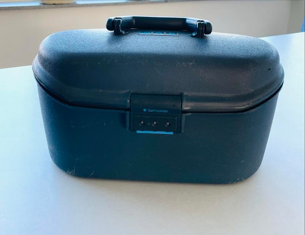 Blauwe Samsonite beautycase - goede staat, Gebruikt, Blauw, Met slot, Ophalen of Verzenden