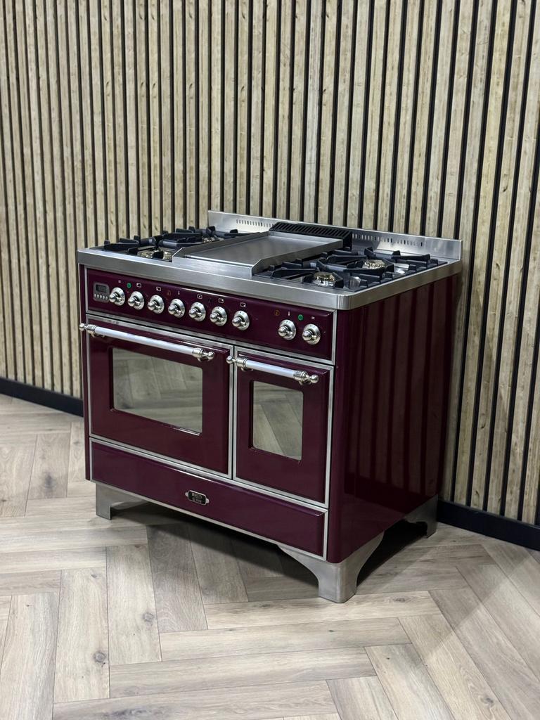 Luxe Boretti Majestic Bordeaux 100cm Gas + Afzuigkap + Fryto, Ophalen of Verzenden, Gas, 5 kookzones of meer