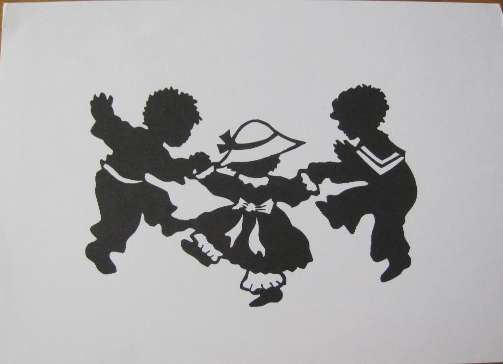 knipwerk - knipkunst op ansichtkaart - dansende kinderen, Verzamelen, Ophalen of Verzenden, 1960 tot 1980, Ongelopen, Kinderen