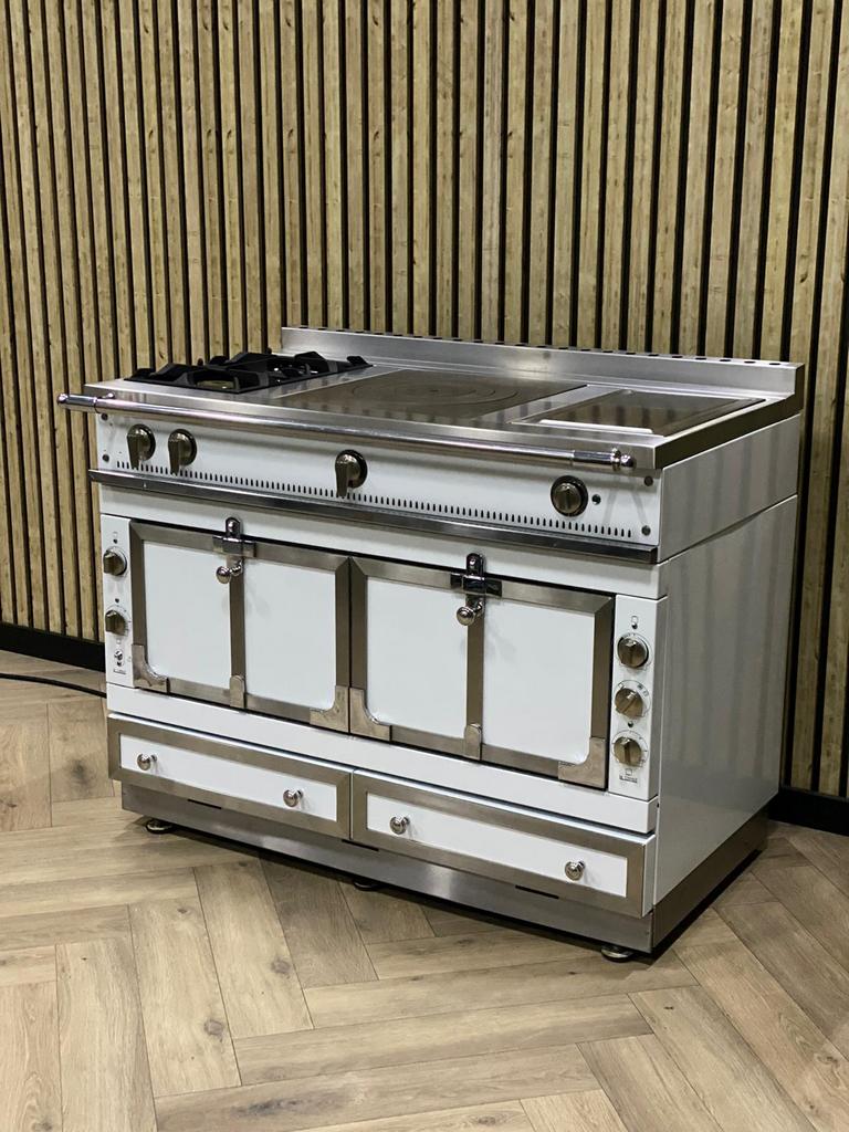 Prachtige La Cornue Chateau 120cm Wit Gas + Teppanyaki, 60 cm of meer, Grill, Ophalen of Verzenden, Gas