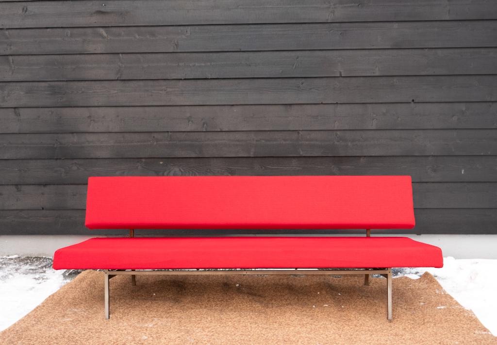 Vintage Gelderland Slaapbank | Rob Parry daybed bank | Rood, Gebruikt, 150 tot 200 cm, Driepersoons, 75 tot 100 cm