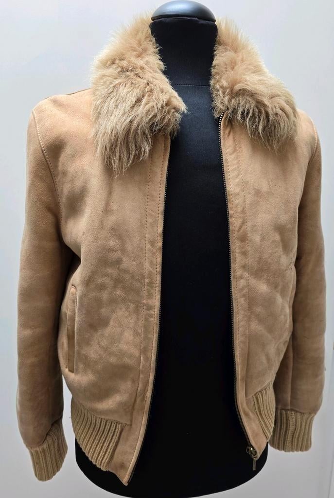 Soepel lammy bomber jasje echt lamsleer en vacht mt. S, Ophalen of Verzenden, Zo goed als nieuw, Maat 36 (S), Zara