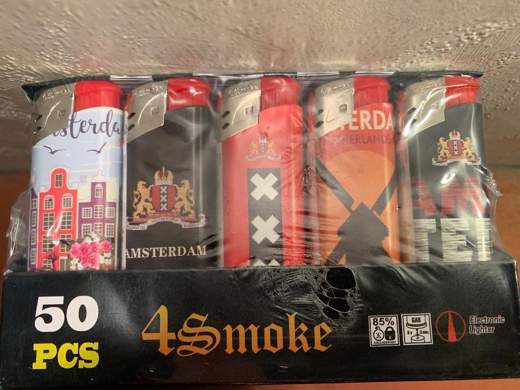50X Aansteker Amsterdam Print klik navulbaar, Verzamelen, Rookartikelen, Aanstekers en Luciferdoosjes, Ophalen, Nieuw, Aansteker
