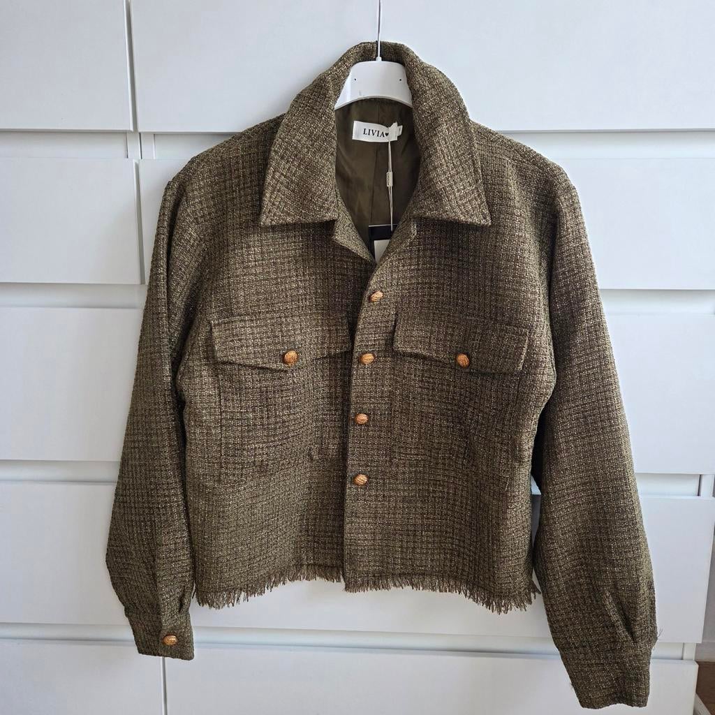 Livia Groen Jasje met Gouden Accenten - Maat S, Nieuw, Ophalen of Verzenden, Livia, Jasje