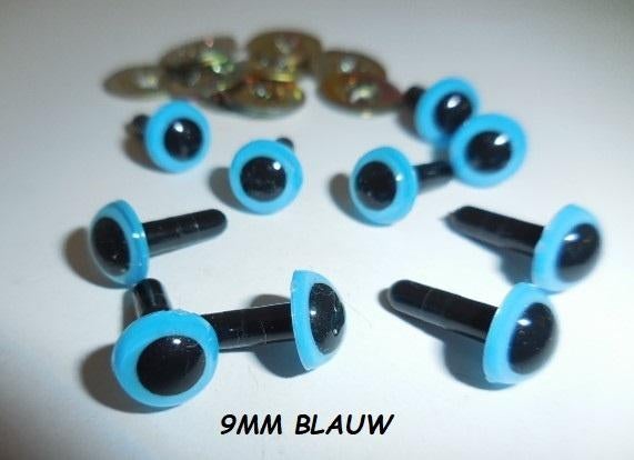 x4 Nieuw Veiligheidsoogjes Blauw 9mm, Hobby en Vrije tijd, Breien en Haken, Ophalen of Verzenden, Nieuw, Breien of Haken, Wol of Garen