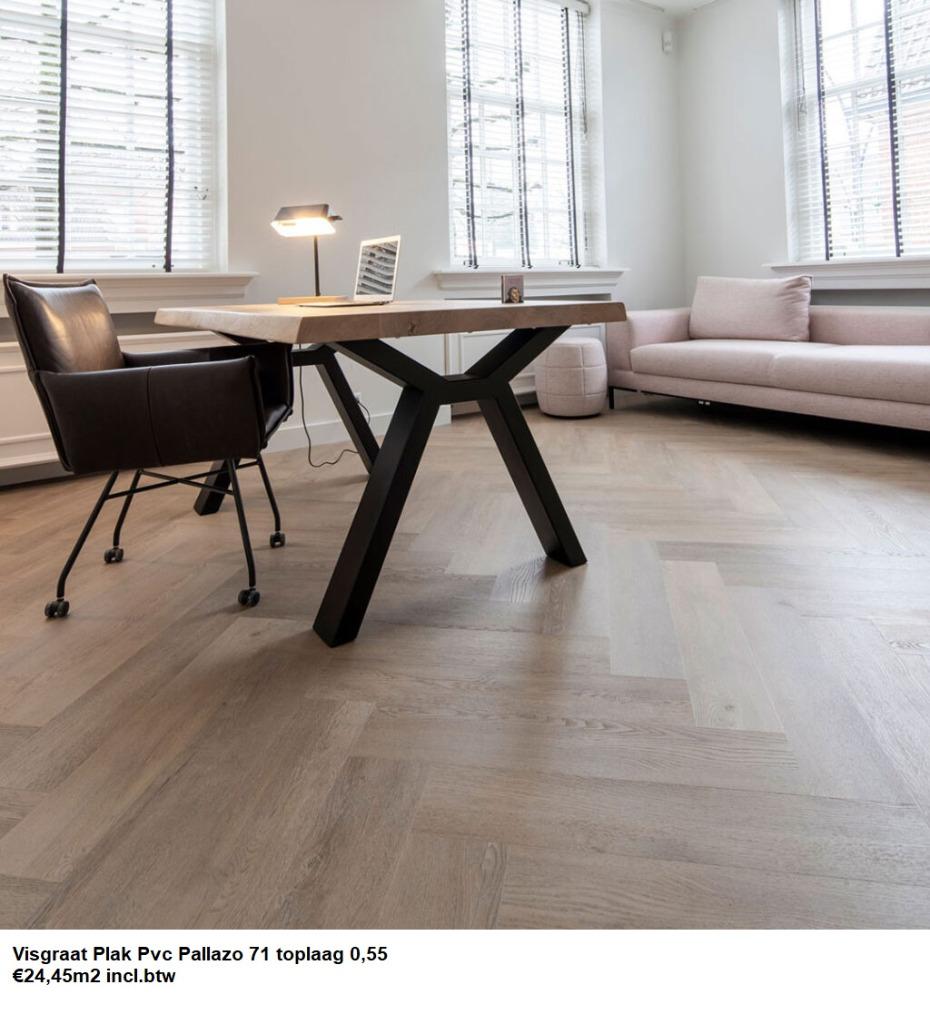 Belakos  Visgraat Plak Pvc Pallazo 71 €24,45m2 incl.btw, Huis en Inrichting, Gebruikt, 75 m² of meer, Ophalen of Verzenden, Beige