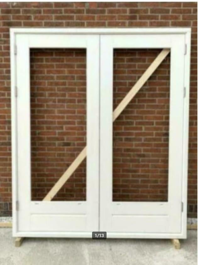 Achterpui, Dubbele Tuindeuren, Hardhout, EXTRA BREDE MAAT, Nieuw, Ophalen of Verzenden, Buitendeur, Hout