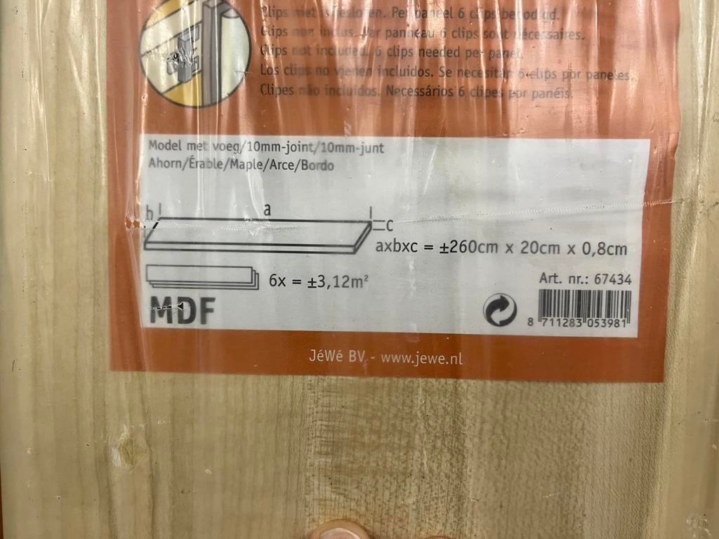 Wand- en plafondpanelen - Nieuw in verpakking!, Ophalen, Nieuw, Hout, Minder dan 20 mm
