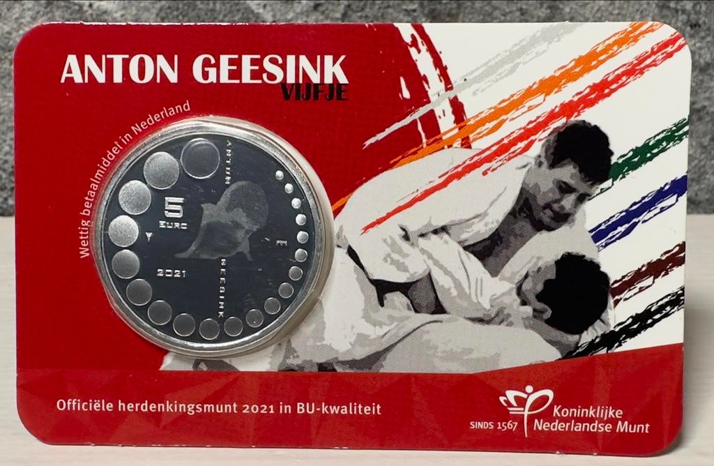 Anton Geesink Vijfje BU Coincard, Ophalen of Verzenden, Koningin Beatrix, Euro's, Losse munt