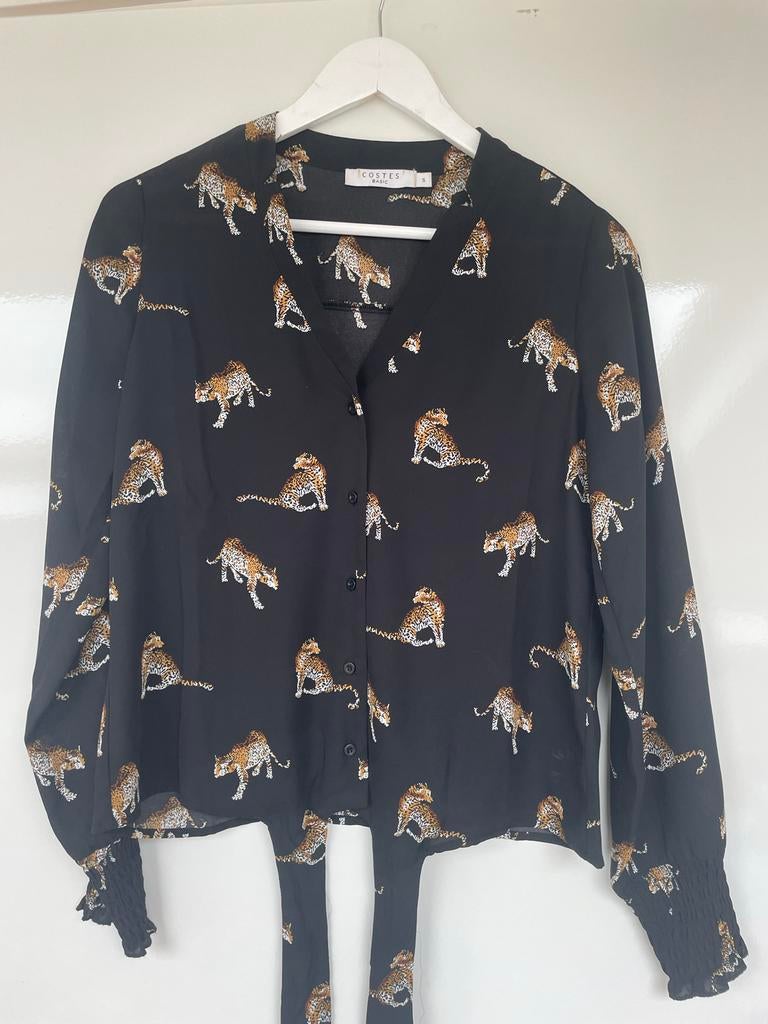 Costa zwarte blouse met tijgerprint, Kleding | Dames, Ophalen of Verzenden, Zwart