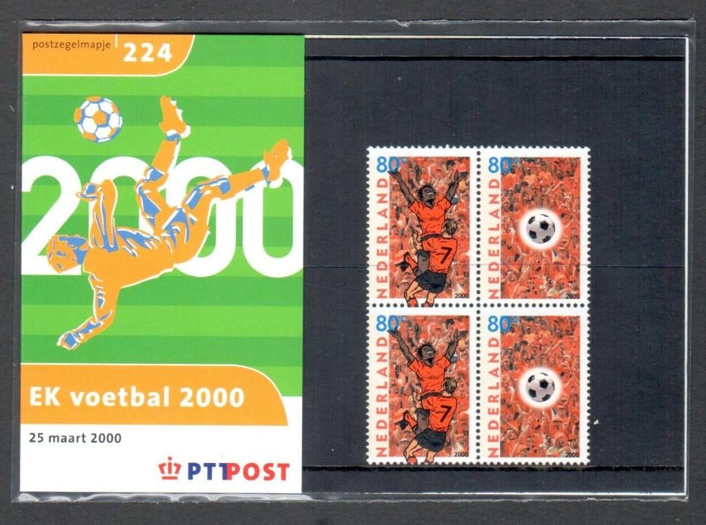 Postzegelmapje 224 - EK voetbal 2000 - 25 maart 2000., Postzegels en Munten, Postzegels | Nederland, Ophalen of Verzenden, Na 1940