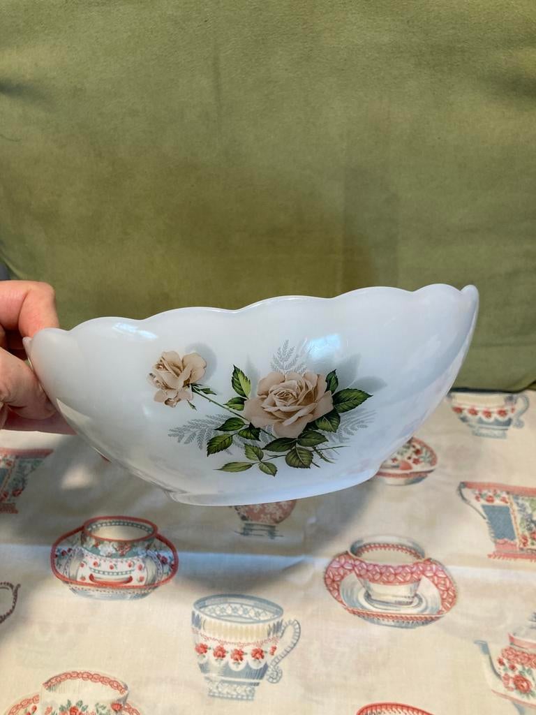 Schaal Arcopal rose roos, 23cm (170226), Ophalen of Verzenden, Overige stijlen, Glas, Schaal of Schalen