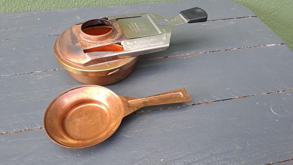 Vintage Zwitserse Koperen Fonduepan Brander, Ophalen of Verzenden