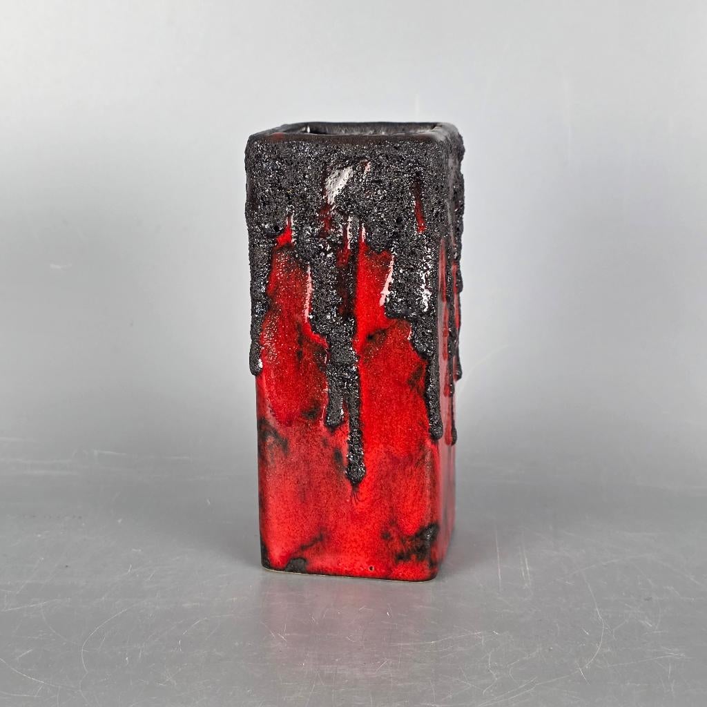 Vintage West-Duitse Fat Lava vaas. Fohr 341-15 rood en zwart, Ophalen of Verzenden
