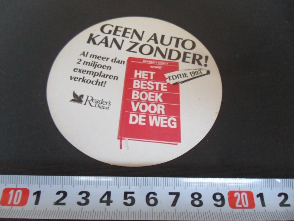sticker Geen auto kan zonder! Het beste boek van de weg ANWB, Verzamelen, Ophalen, Zo goed als nieuw