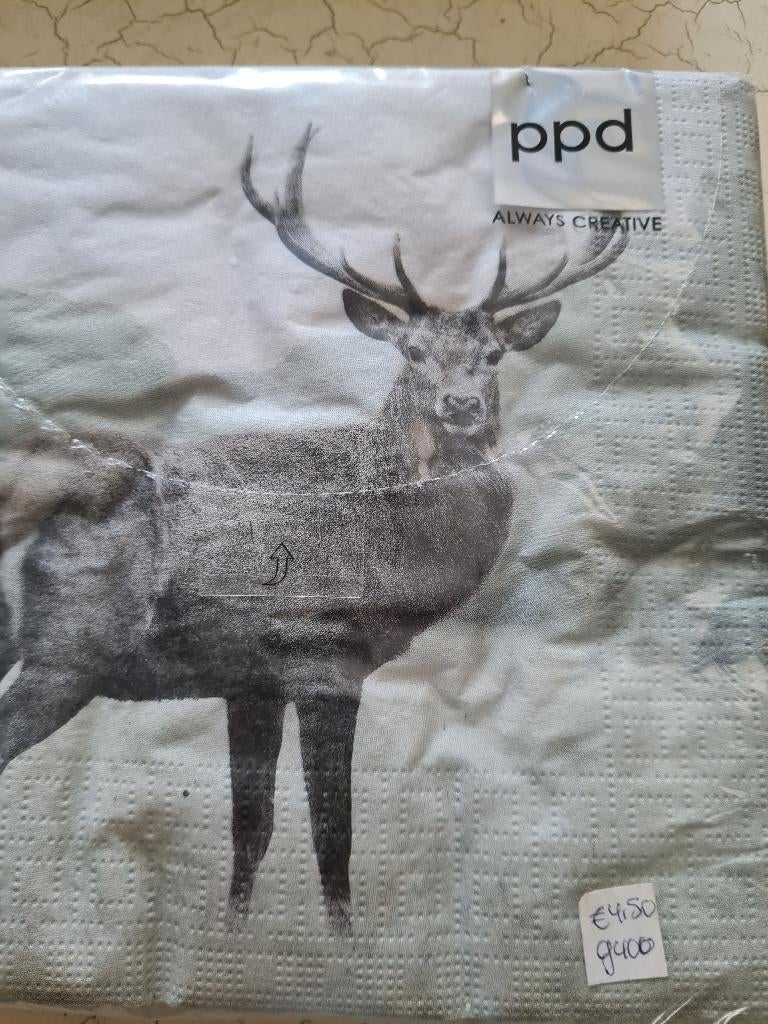 papieren servetten hert merk PPD, Heikant 21 Kaatsheuvel, Belle Vieille Brocante, Nieuw, Ophalen of Verzenden