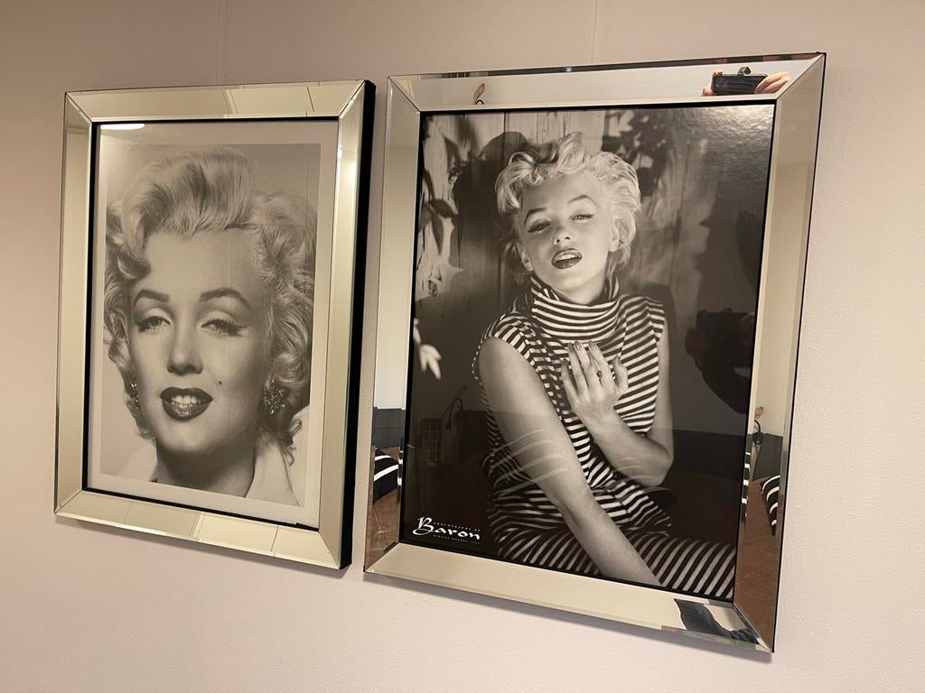 Marilyn Monroe 2x in spiegellijst 70x90, Ophalen, Gebruikt, Minder dan 100 cm, Rechthoekig